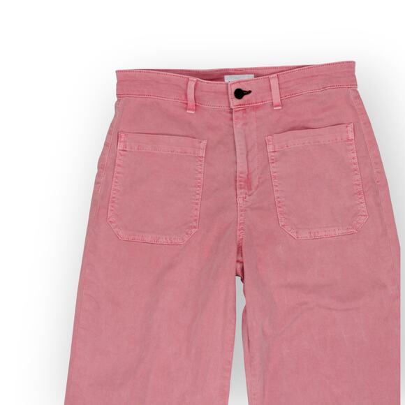 Sz 29 AskkNY Sailor Pant WashedPink Canvas HiRise WideLeg StretchTwill - Picture 5 of 12